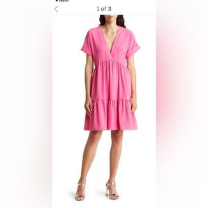 Area Stars Pink Tiered Dress Sz Large